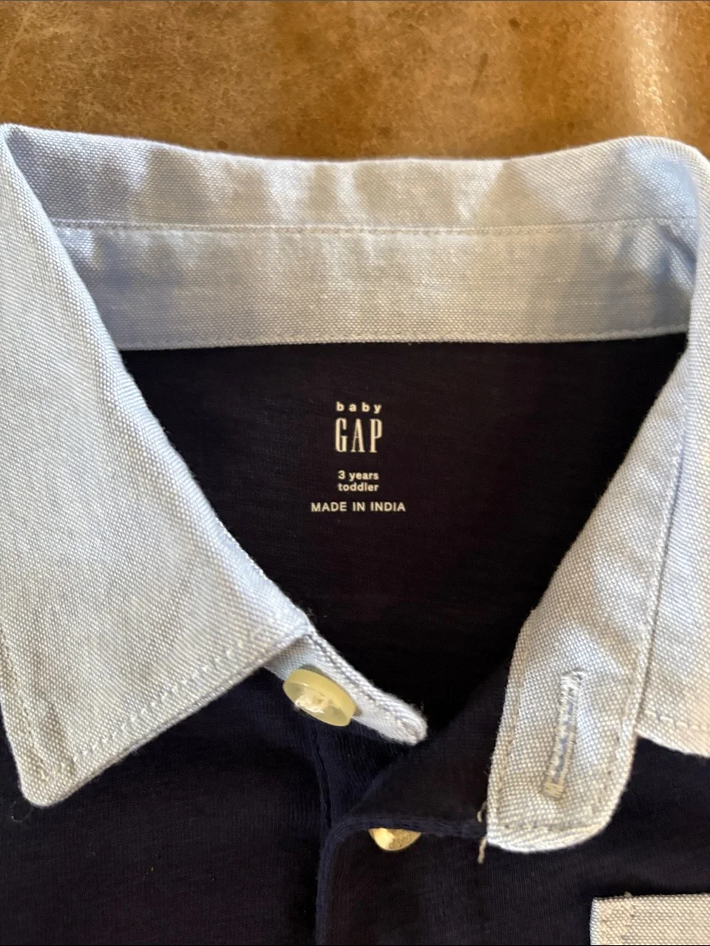 GAP Navy Polo with Light Blue Collar & Chest Pocket